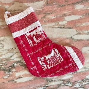 Hand Made Quilted Christmas Stocking Red White Adorable Heart Quilting Vintage